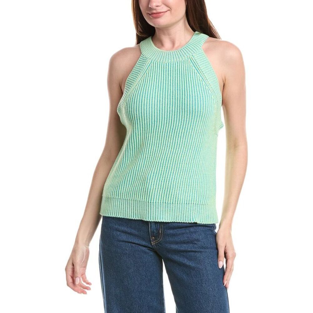&Isla Womens  Dakota Rib Halter Neck Top, Green